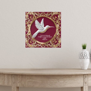 White Hummingbird on Red Acrylic Print