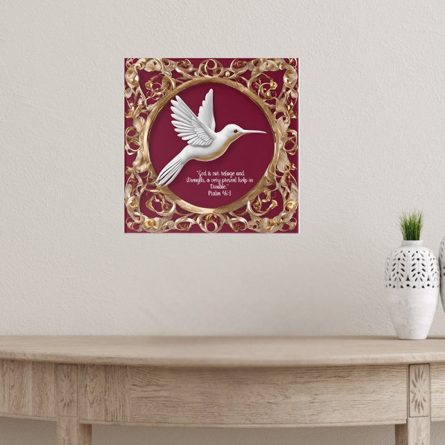 White Hummingbird on Red  Poster (Creator Uploaded)