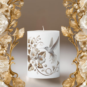 White Hummingbird Pillar Candle