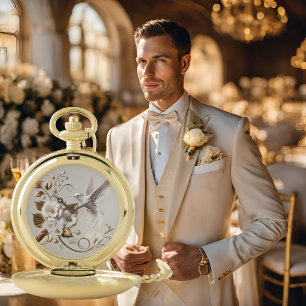 White Hummingbird Pocket Watch