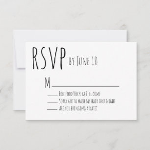 White Humorous Wedding RSVP Card