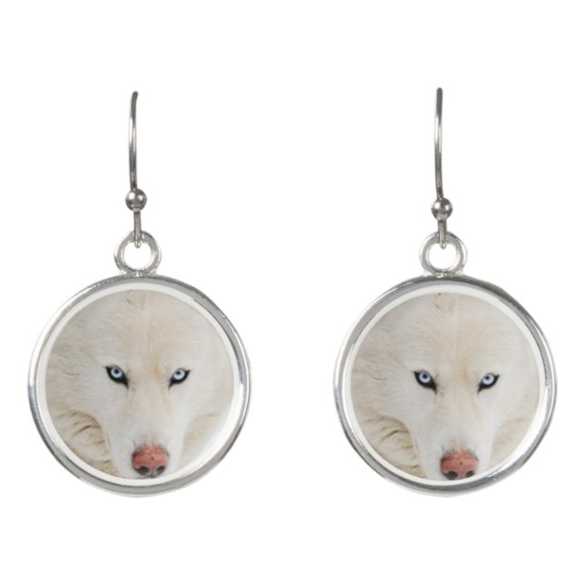 white husky earrings (Front)