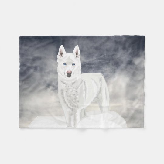 White Husky Fleece Blanket