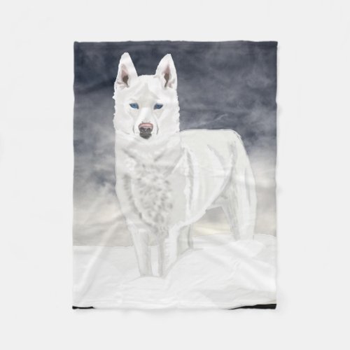 White Husky Fleece Blanket
