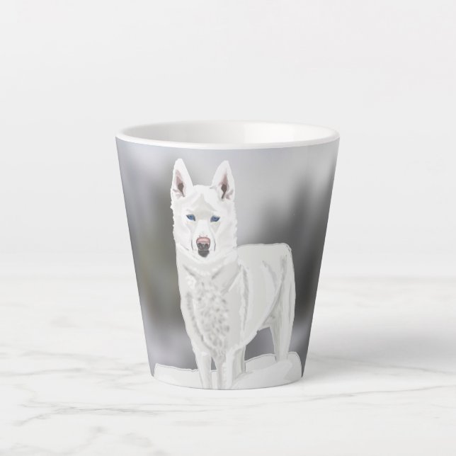 White Husky Latte Mug (Front)