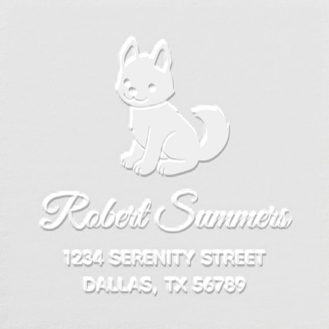 White Husky Puppy Dog Address Embosser (Design)