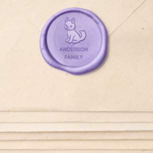 White Husky Puppy Dog Family Name Wax Seal Sticker