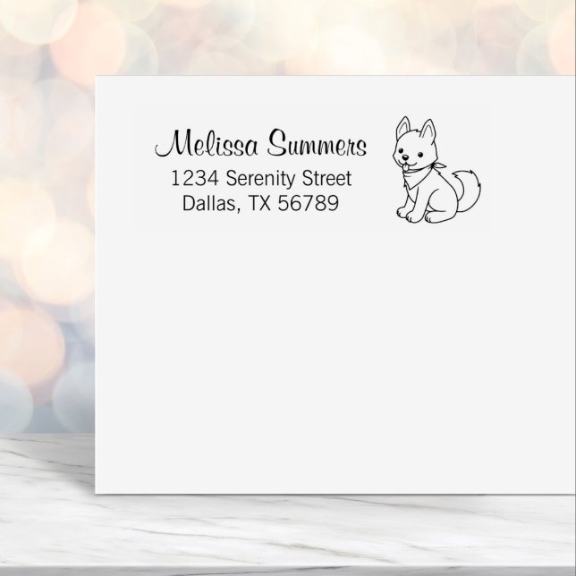 White Husky Puppy Dog Return Address Self-inking Stamp (Creator Uploaded)