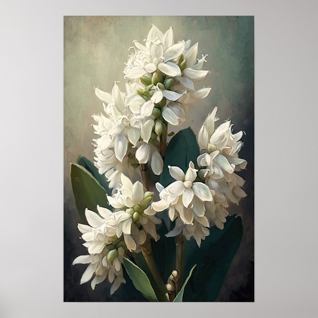 White Hyacinth Flower Art Print Poster (Front)