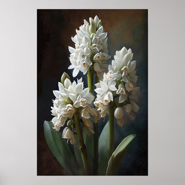 White Hyacinth Flower Art Print Poster (Front)