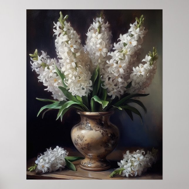 White Hyacinth Flowers Art Print Poster (Front)