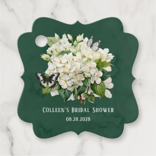 White Hydrangea and Butterfly Bridal Shower Favor Tags