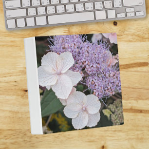 White Hydrangea Aspera Flowers Floral 3 Ring Binder