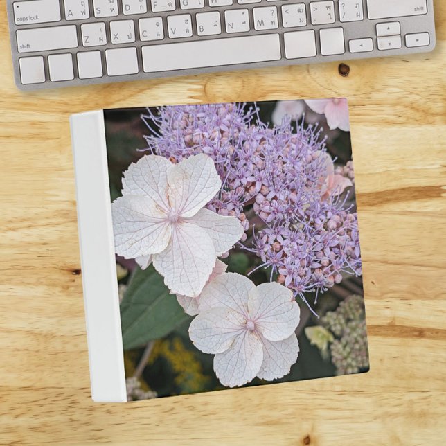 White Hydrangea Aspera Flowers Floral 3 Ring Binder (In Situ)