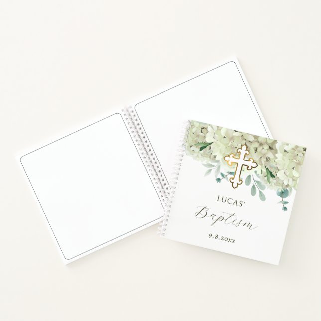 White Hydrangea Baptism Guest Book (Inside)