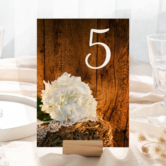 White Hydrangea Barn Wood Wedding Table Numbers (Creator Uploaded)