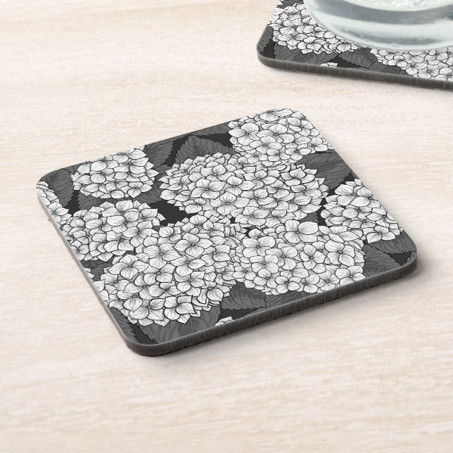 White hydrangea beverage coaster (Left Side)