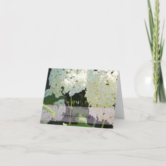 White Hydrangea Birthday Wishes Card (Front)
