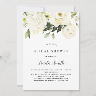 White Hydrangea Bridal Shower Invitation
