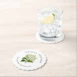 White Hydrangea Bridal Shower Paper Coaster<br><div class="desc">A fun party detail for the bride to be,  these customized paper coasters feature a classic white hydrangea blossom and the bride's name.</div>