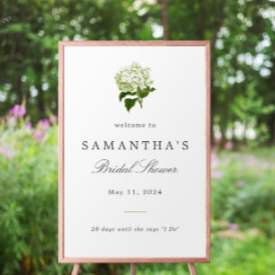 White Hydrangea Bridal Shower Welcome Sign