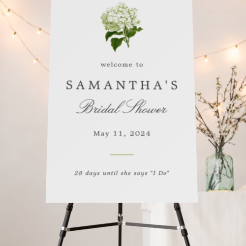 White Hydrangea Bridal Shower Welcome Sign