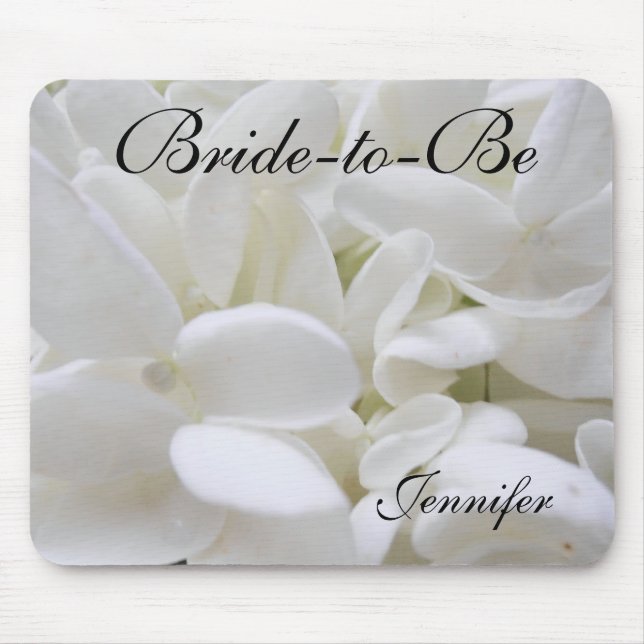 White Hydrangea "Bride-to-Be" mousepad (Front)