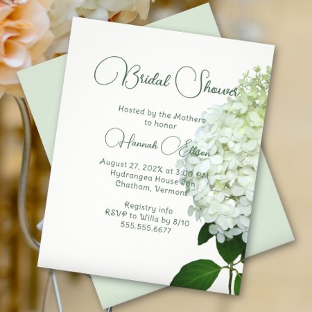 White Hydrangea Budget Bridal Shower Invitation Flyer