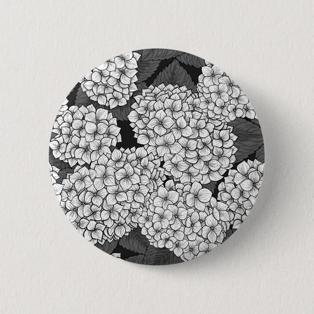 White hydrangea button (Front)