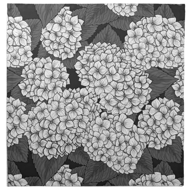 White hydrangea cloth napkin (Front)