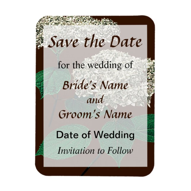 White Hydrangea Cluster Save the Date Magnet (Vertical)