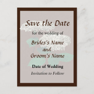 White Hydrangea Clusters Save the Date Announcement Postcard