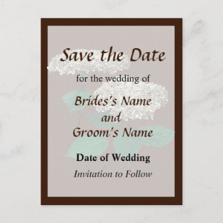 White Hydrangea Clusters Save the Date Announcement Postcard