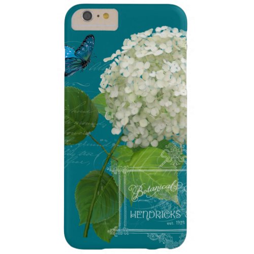 White Hydrangea Cottage Garden Butterfly Script Barely There iPhone 6 Plus Case