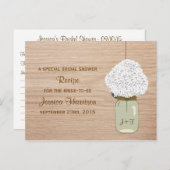 White Hydrangea & Country Mason Jar Bridal Shower Invitation Postcard (Front/Back)