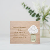 White Hydrangea & Country Mason Jar Bridal Shower Invitation Postcard (Standing Front)