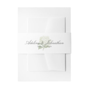 White Hydrangea Couples Name and Wedding Date Invitation Belly Band