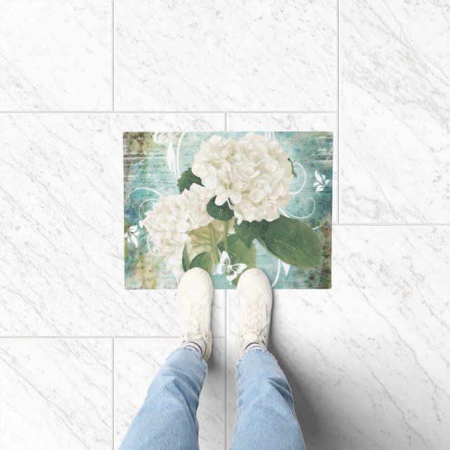 White hydrangea doormat (Indoor)