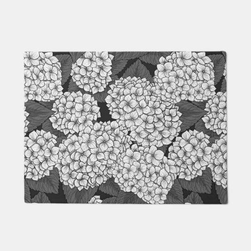 White hydrangea doormat