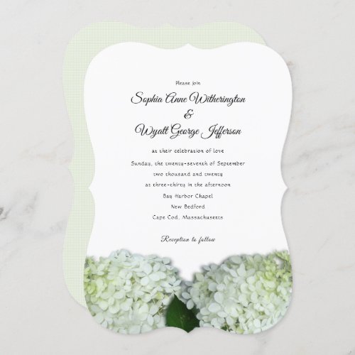 White Hydrangea Floral Border Wedding Invitations