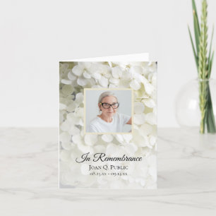 White Hydrangea Floral Funeral Sympathy Letterpress Thank You Card