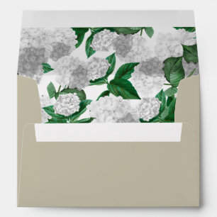 White Hydrangea Floral Greenery 5x7 Wedding Invite Envelope