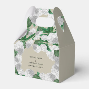 White Hydrangea Floral Greenery Modern Wedding Favor Boxes