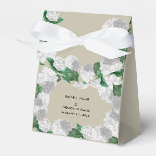 White Hydrangea Floral Greenery Modern Wedding Favor Boxes