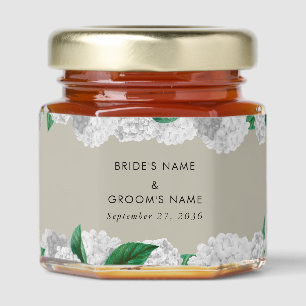 White Hydrangea Floral Greenery Modern Wedding Honey Jar Favors