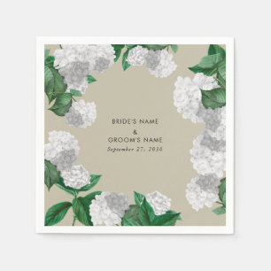 White Hydrangea Floral Greenery Modern Wedding Napkins