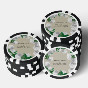 White Hydrangea Floral Greenery Modern Wedding Poker Chips