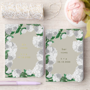White Hydrangea Floral His Her Bride Groom Wedding Foil Vow Books