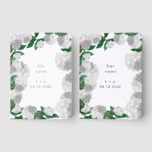 White Hydrangea Floral His Her Bride Groom Wedding Foil Vow Books