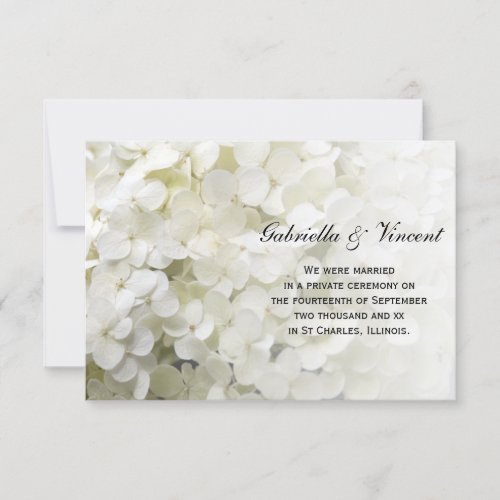 White Hydrangea Marriage Announcement